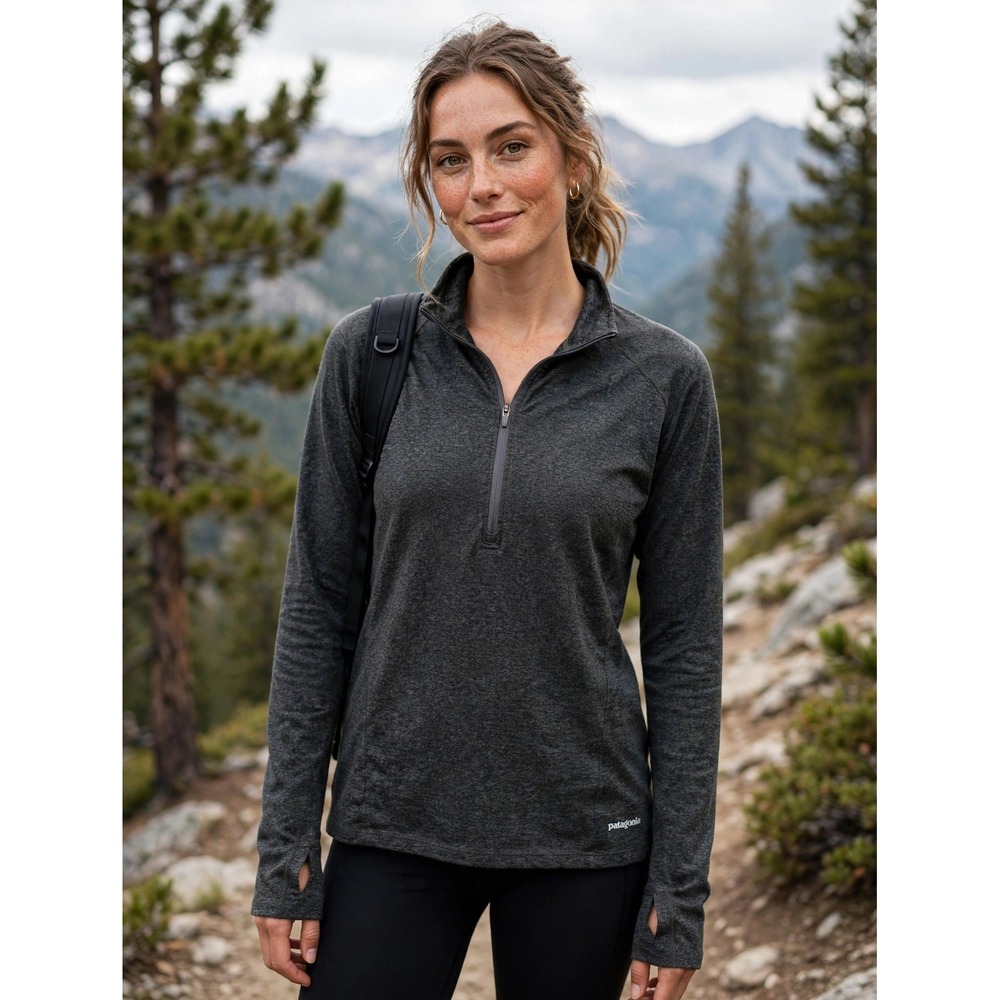 Patagonia Womens Capilene Cool Daily 1/4 Zip Shirt Grey Heather 23650 Medium